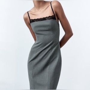 ZARA lace trim midi dress